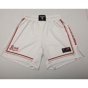 Takedown Brick by Brick Wrestling MMA Fight Shorts Men's L White Red El Salvador
